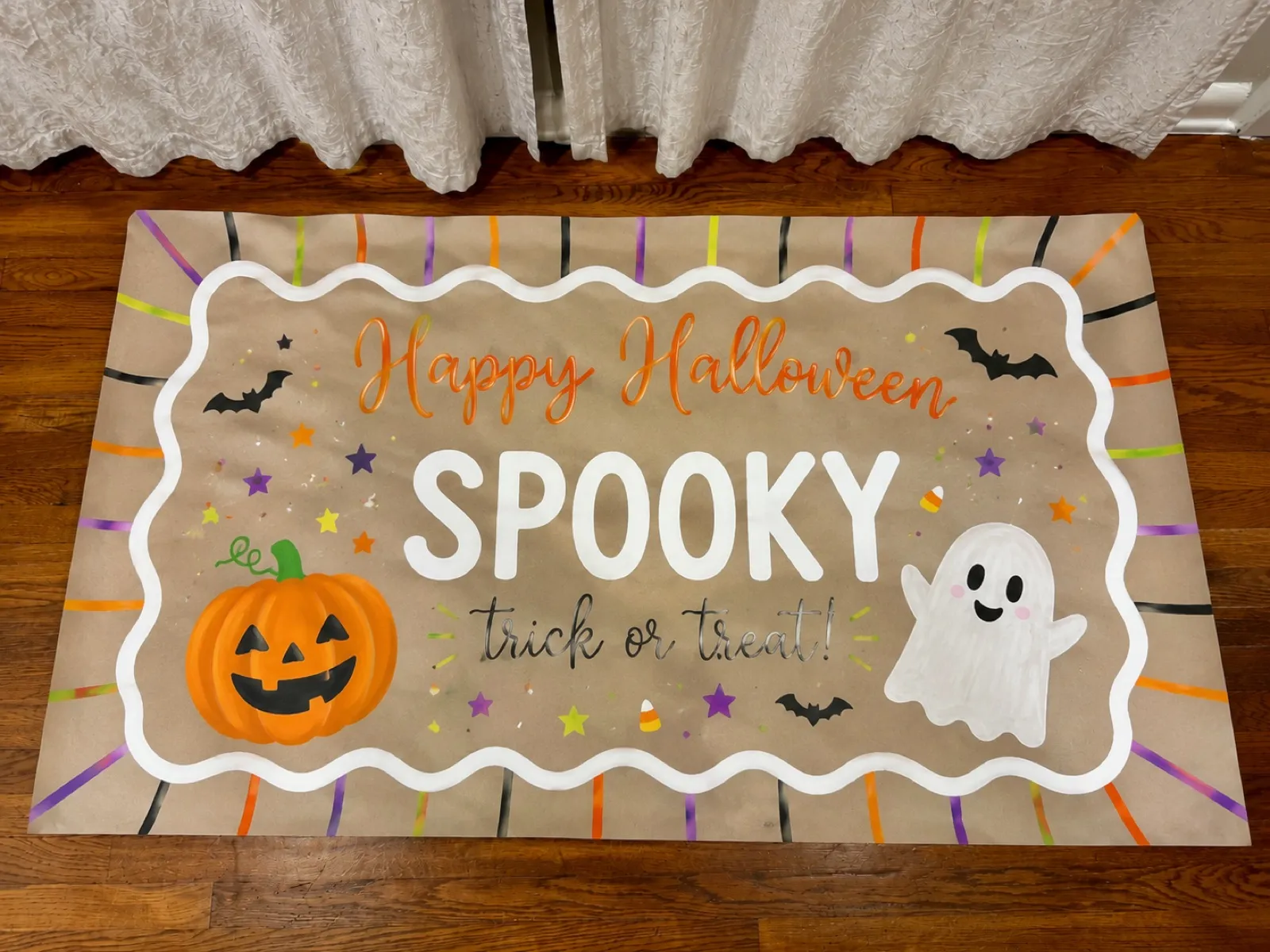“Spooky” Happy Halloween banner — hand-painted banner by SATX Painted Banners