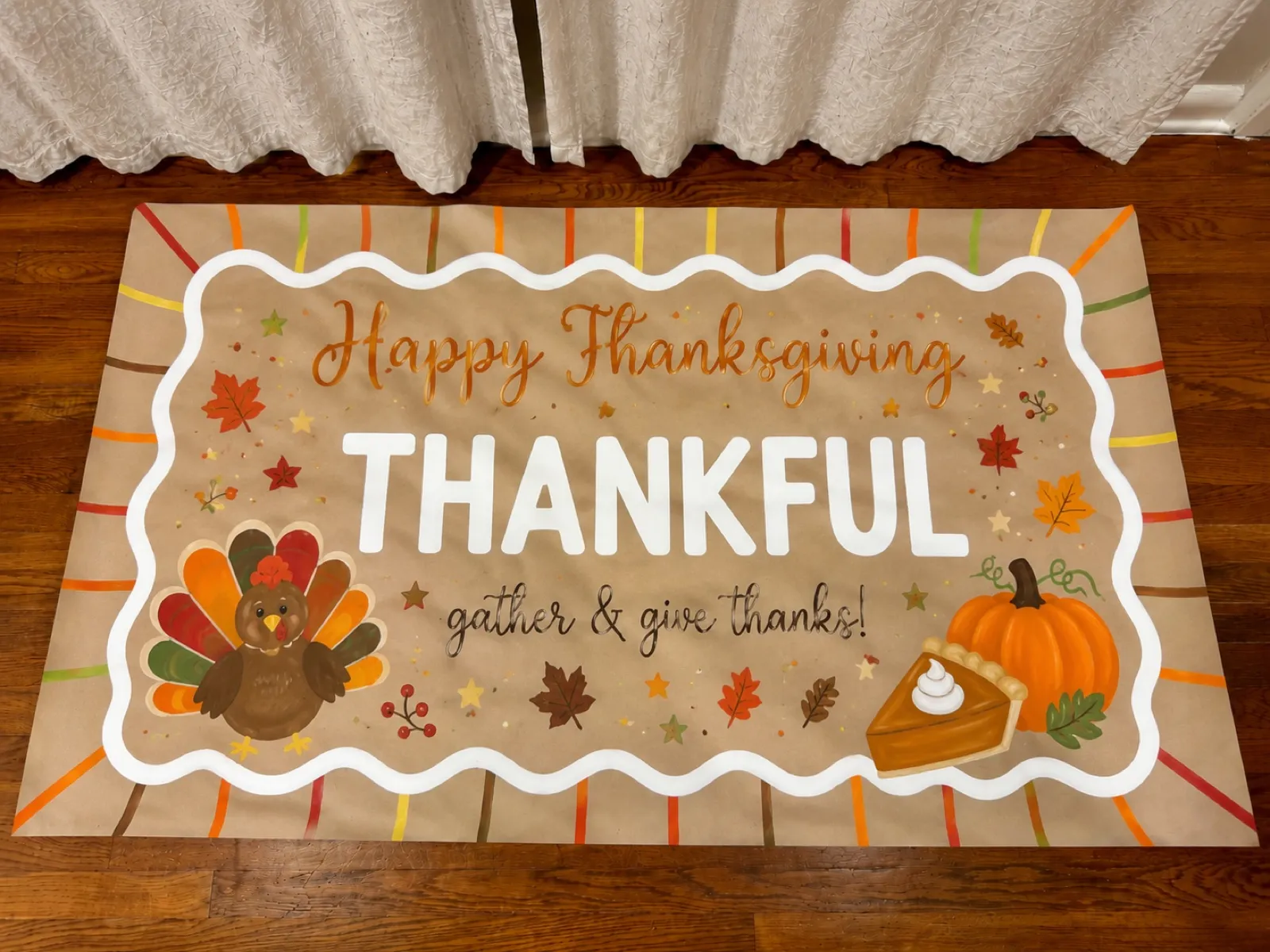 “Thankful” Thanksgiving banner — hand-painted banner by SATX Painted Banners